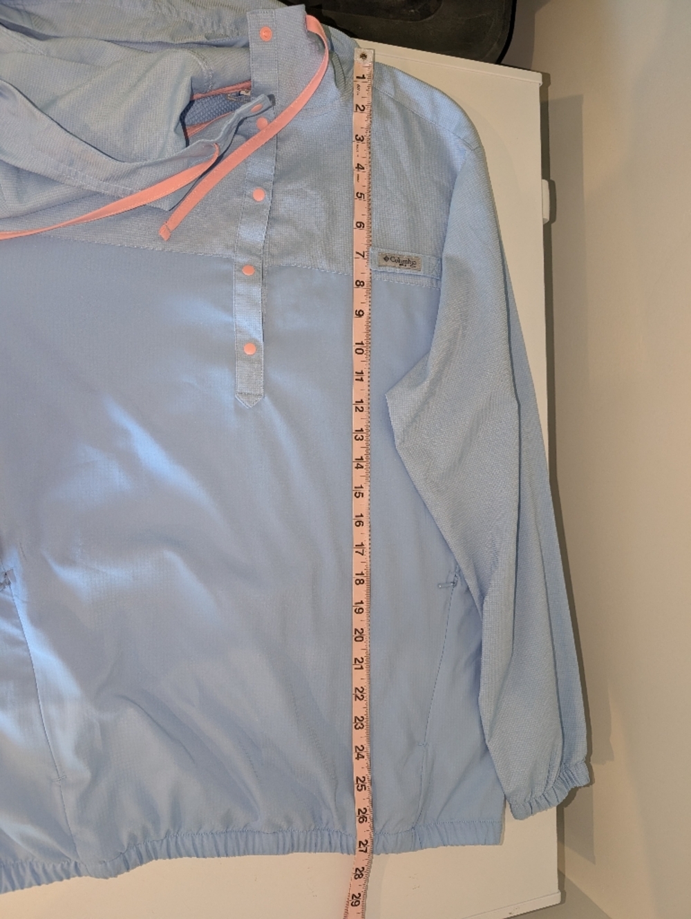 Women's Light Blue Columbia PFG Tamiami Windbreaker Hoodie - Picture 10 of 13